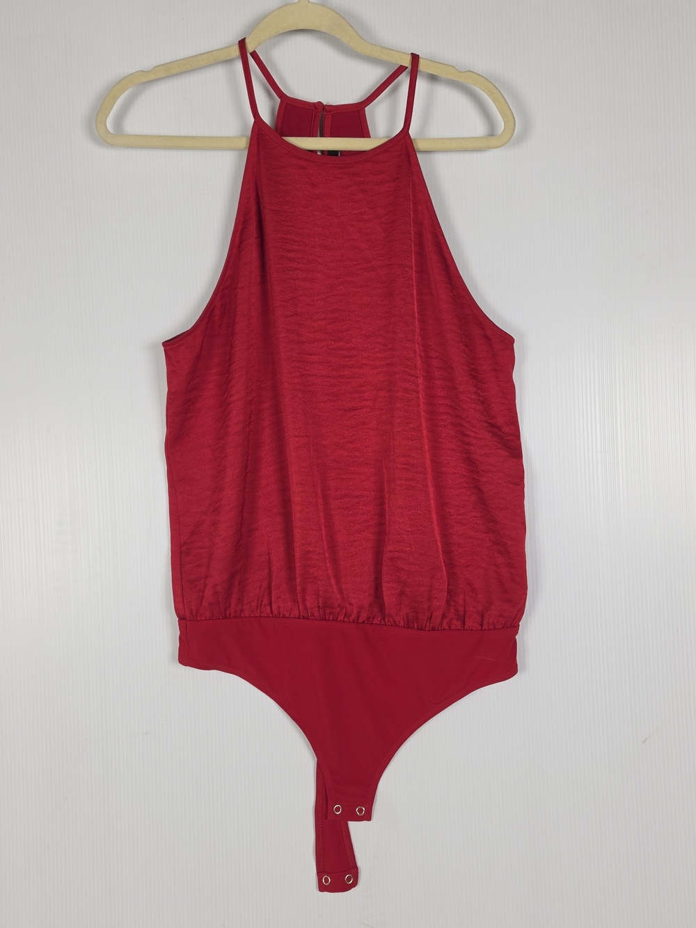 Express Bright Red Sleeveless One-Piece Bodysuit